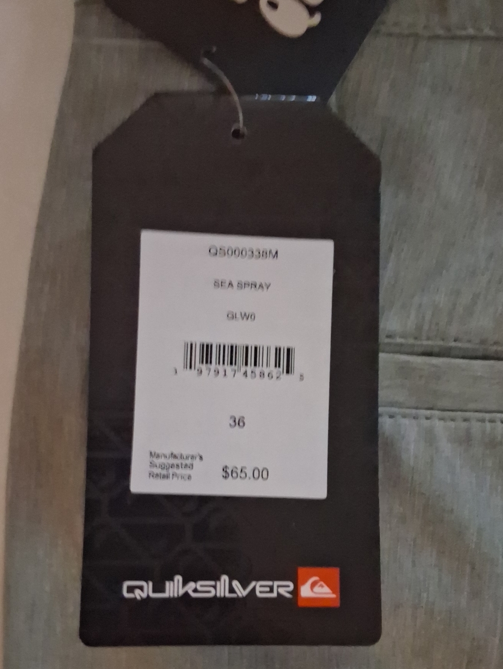 Quiksilver Amphibian Walking Shorts Color-Gray Size-36 NWT - Picture 5 of 5